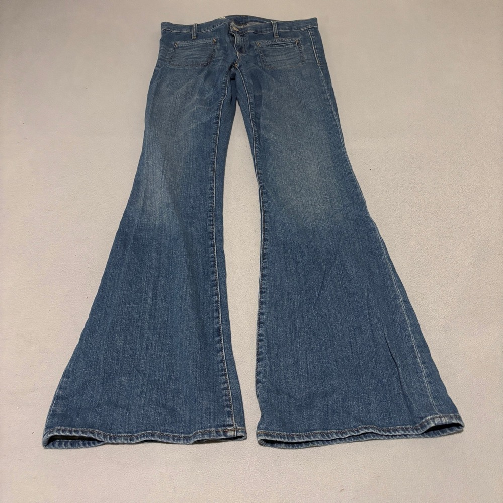 Gap 1969 Flare Jeans Womens Size 29/8 Medium Wash Low Rise Patch Pocket Denim